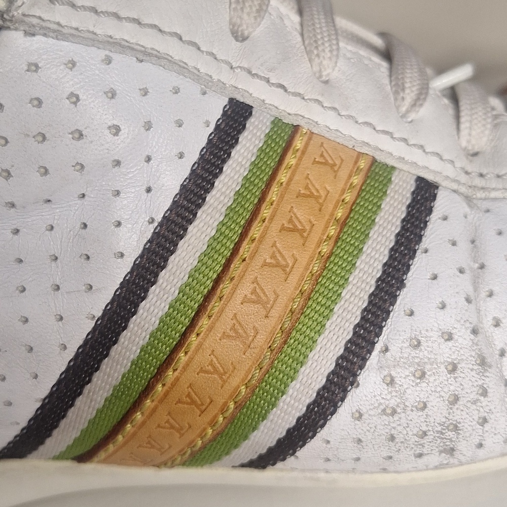 Louis Vuitton White Perforated Leather Bastia Sneakers Size Mens 7 - Picture 12 of 15
